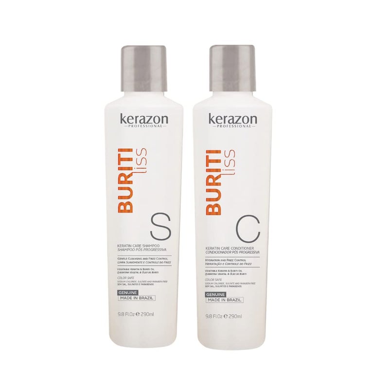 Kerazon Professional Sulfate Free Anti Frizz Color Safe Keratin Care Shampoo & Conditioner DUAL pack. Imported. - Image 1